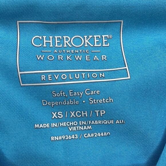 HP Cherokee Authentic Workwear Revolution Scrub Top, Short Sleeve Aqua Blue XS - Picture 7 of 7